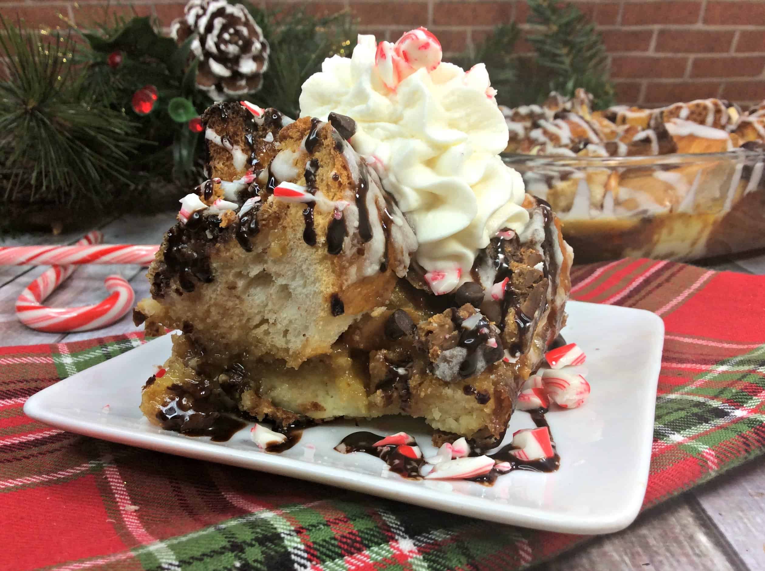 Candy Cane Chocolate Chip French Toast Casserole