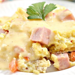 Western Omelette with Cheesy Cream Sauce